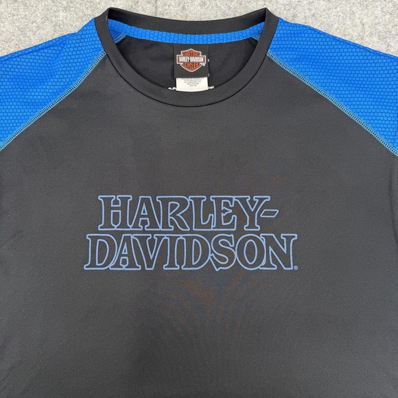 Harley-Davidson Other - Harley-Davidson Shirt Mens 2XL Black Blue Sleeveless Performance Biker Skull